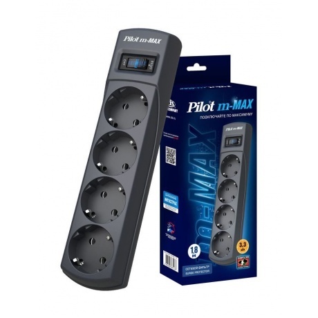 

Сетевой фильтр Pilot m-MAX 1.8м (4 розетки) черный