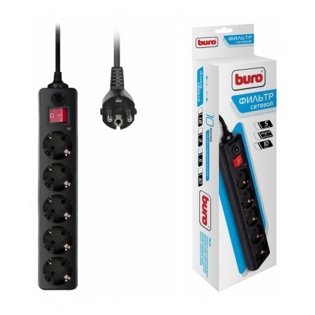 

Сетевой фильтр Buro 500SH-5-B 5м (5 розеток) черный