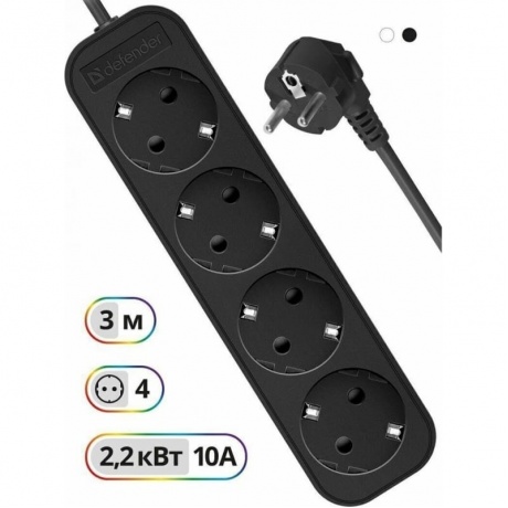Сетевой фильтр Defender M430 3м, 4 розетки (99326) - фото 4