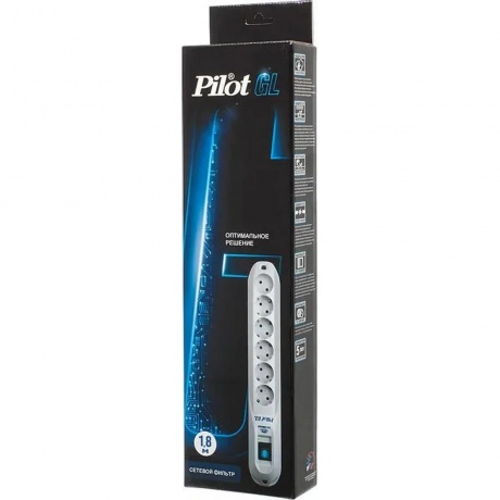 Сетевой фильтр Pilot GL 1.8м (6 розеток) белый - фото 5