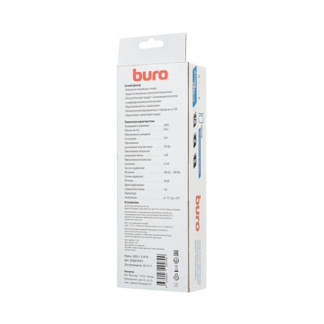 Сетевой фильтр Buro 500SH-1.8-SW-W 1.8м (5 розеток) белый - фото 1