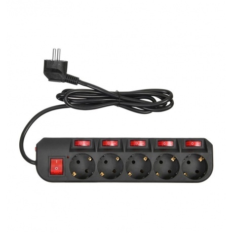 Сетевой фильтр Buro 500SH-1.8-SW-B 1.8м (5 розеток) черный - фото 3