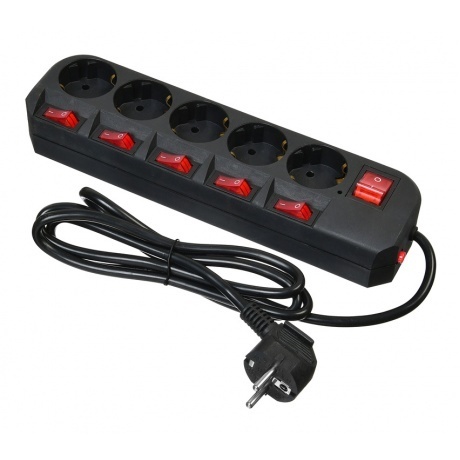 Сетевой фильтр Buro 500SH-1.8-SW-B 1.8м (5 розеток) черный - фото 5