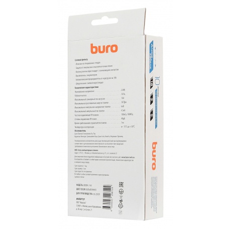 Сетевой фильтр Buro 800SH-3-W 3м (8 розеток) белый - фото 5
