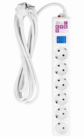 Сетевой фильтр Power Cube 5 метров, 6 розеток, цвет белый (SPG(5...