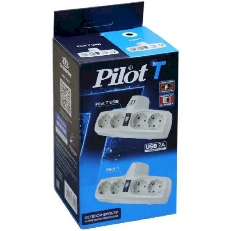 Сетевой фильтр Pilot, 4 розетки, цвет белый (PILOT T USB) - фото 6