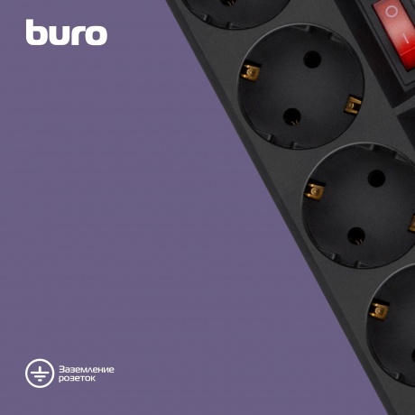 Сетевой фильтр Buro 500SH-3-B (5 розеток, 3 м) 500SH-3-B) черный (коробка) {992293} - фото 14