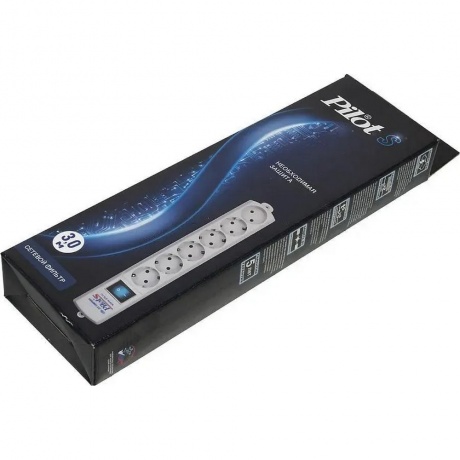 Сетевой фильтр Pilot S 3м (6 розеток) белый - фото 5