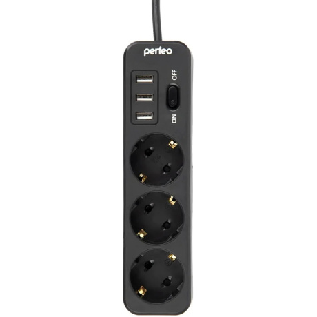 Сетевой фильтр Perfeo Power Stream 3 Sockets 3xUSB 2m Black PF_C3907