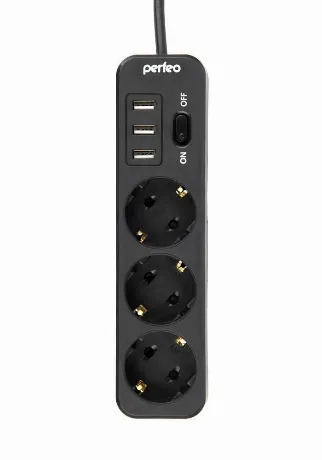 Сетевой фильтр Perfeo Power Stream 3 Sockets 3xUSB 2m Black PF_C...