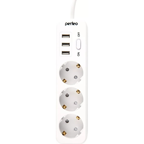 Сетевой фильтр Perfeo Power Stream 3 Sockets 3xUSB 2m White PF_C3906