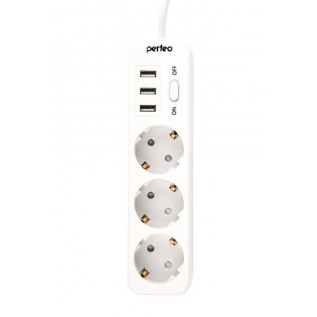 Сетевой фильтр Perfeo Power Stream 3 Sockets 3xUSB 2m White PF_C3906
