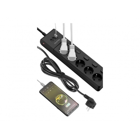 Сетевой фильтр Qumo Power Bar Pro 6SP4U P-0006 5 Sockets 2m 42091 - фото 4