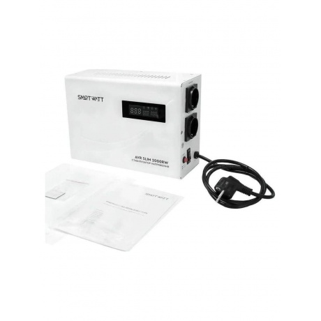 Стабилизатор напряжения Smartwatt AVR Slim 2000RW 2000ВА белый - фото 8