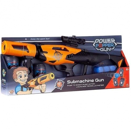 Бластер Submachine gun с мягкими пулями 3 банки-мишени(9х5,5х2см...