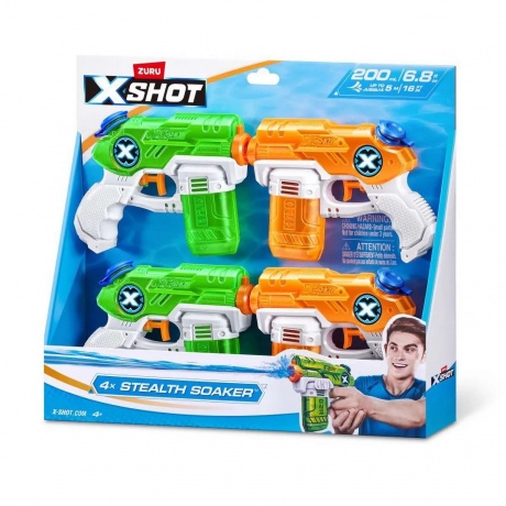 Набор водных бластеров X-SHOT WATER Water Warfare Stealth Soaker 4 шт., Водное сражение, игрушки для мальчиков, 118132 - фото 9