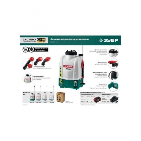 Опрыскиватель аккумуляторный ЗУБР 15 л, (ОПЛ-15) - фото 18