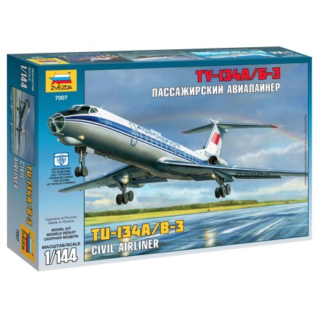 Сборная модель Zvezda 7007 Авиалайнер ТУ -134АБ-3 940₽