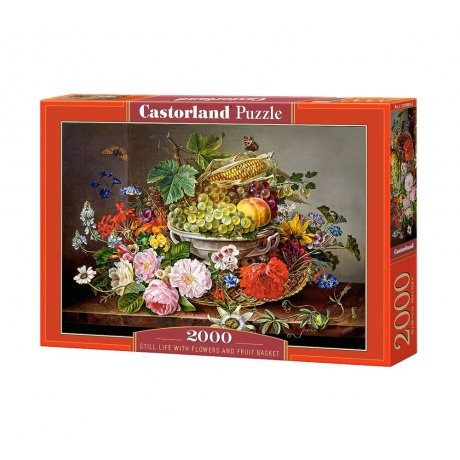 Пазл Castorland 2000 &quot;Натюрморт с цветами и корзиной с фруктами&quot; арт.C-200658 - фото 1