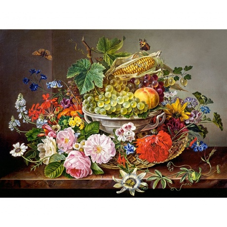 Пазл Castorland 2000 &quot;Натюрморт с цветами и корзиной с фруктами&quot; арт.C-200658 - фото 2
