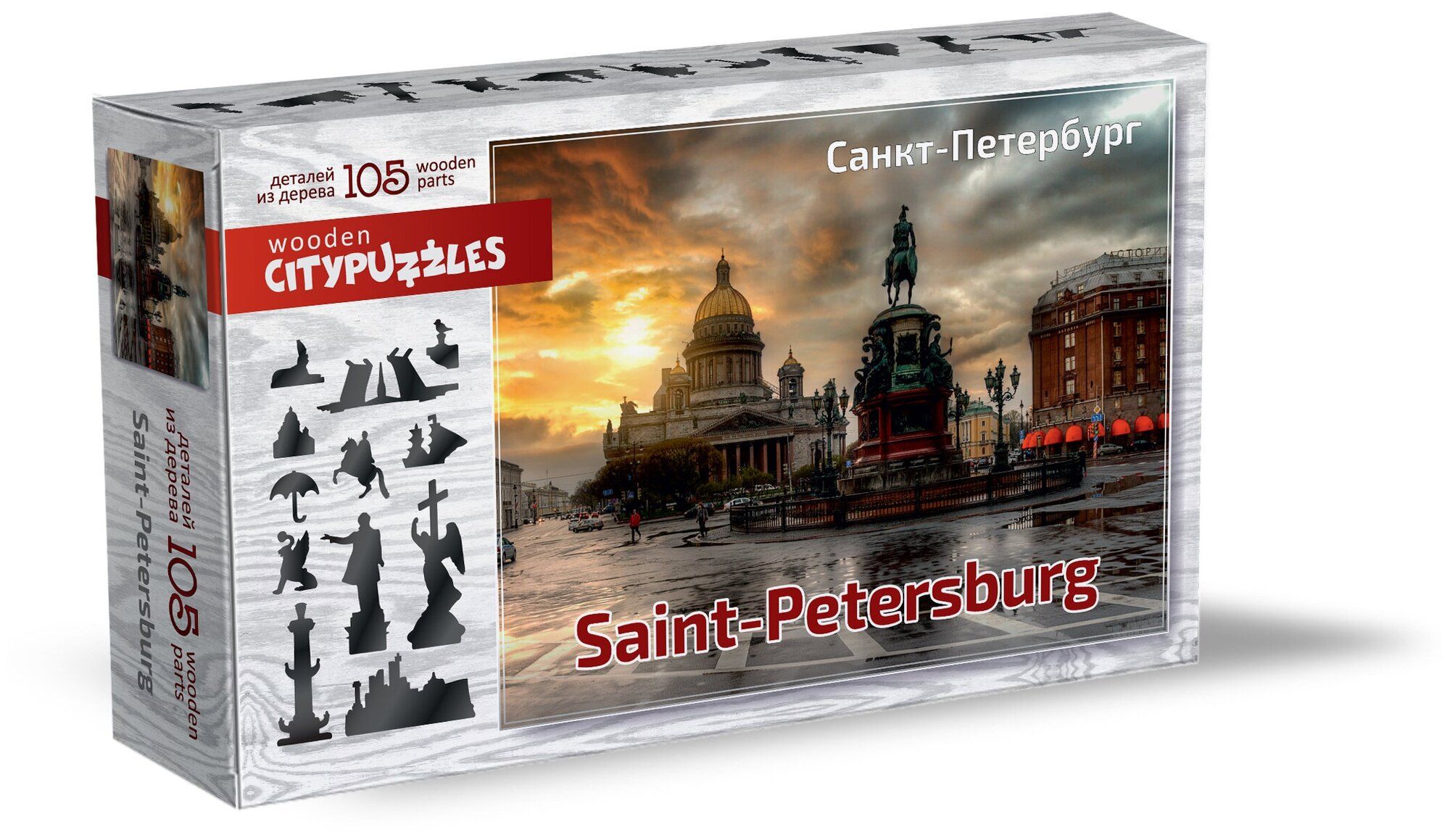 фигурный деревянный пазл нескучные игры 8182 citypuzzles санкт петербург 105 элементов Citypuzzles Санкт-Петербург арт.8182