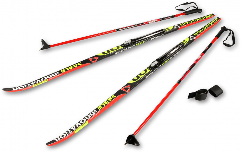 Лыжный комплект полупластиковый STC (лыжи, NNN крепления, палки) 195 см