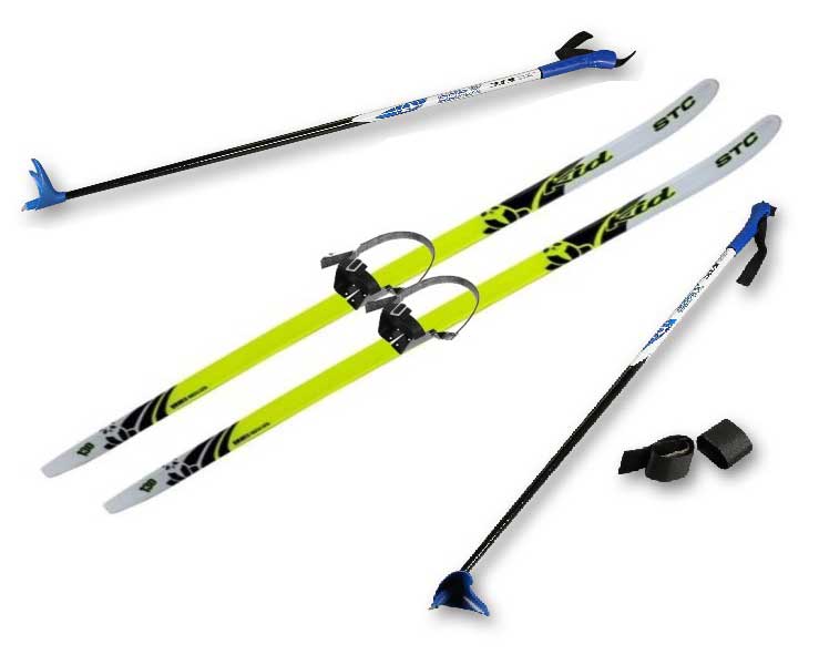 Лыжный комплект полупластиковый STC (лыжи, полужесткие крепления, палки) CA-023 120 см