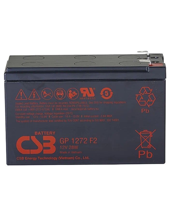 Аккумуляторная батарея для ИБП CSB GP1272 F2 (12V28W) 28 А·ч аккумулятор для ибп wbr gp1272 12v 28w 7 2ah клеммы f2