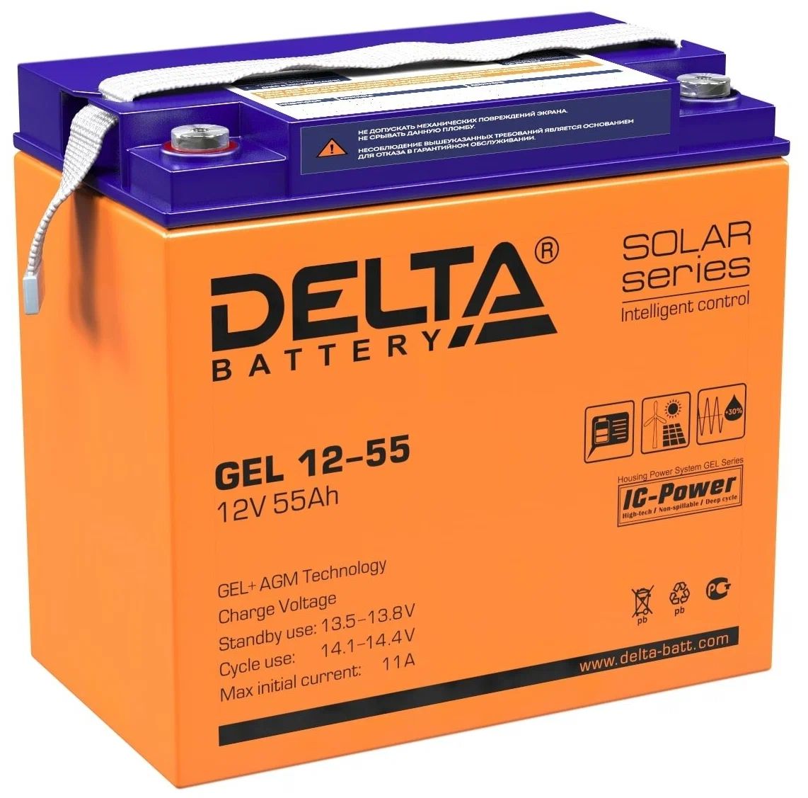 Батарея для ИБП Delta GEL 12-55 батарея для ибп delta hrl 12 12 x