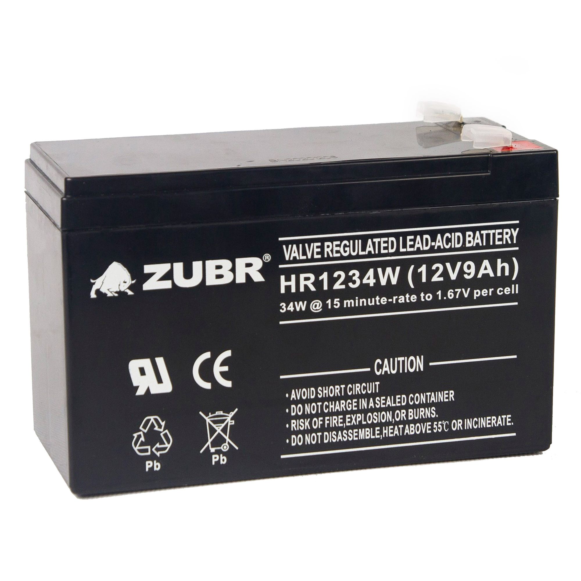 Батарея для ИБП ZUBR HR 1234 W (12V, 9Ah) (HR1234W) аккумуляторная батарея exegate hr1234w 12v 9ah клеммы f2