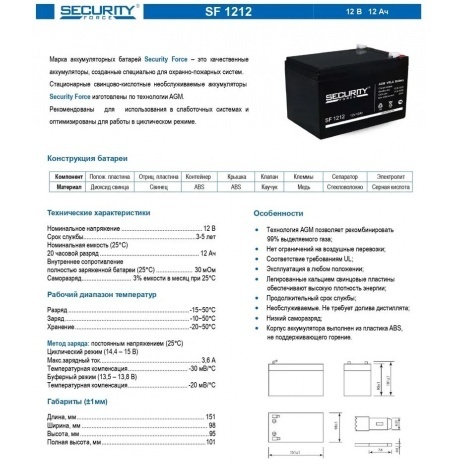 Батарея для ИБП Delta Security Force SF 1212 - фото 4