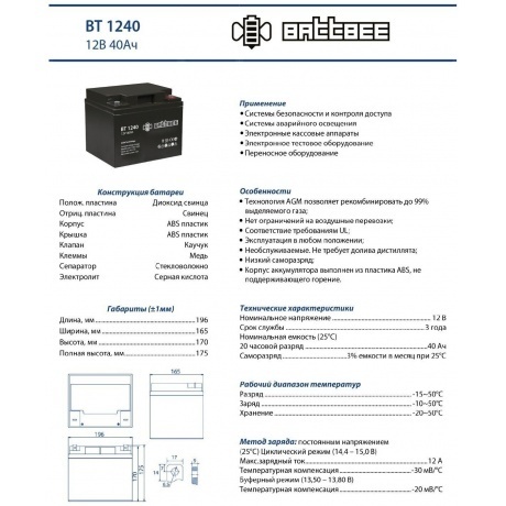 Батарея для ИБП Delta BattBee BT 1240 - фото 6