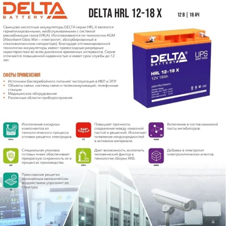 Батарея для ИБП Delta HRL 12-18 X - фото 4