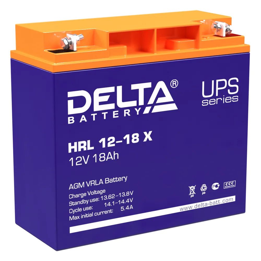 Батарея для ИБП Delta HRL 12-18 X аккумуляторная батарея delta hrl 12 7 2 x 12 в agm 7 2 ач