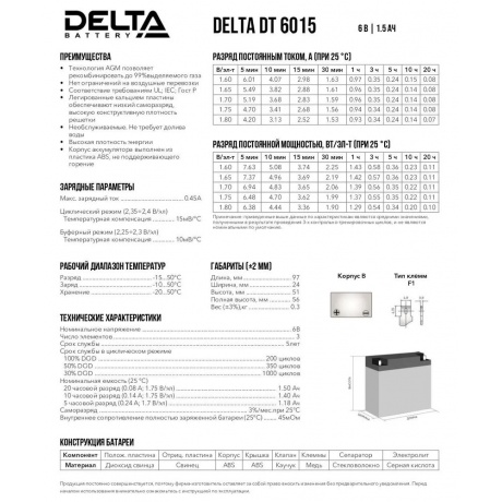 Батарея для ИБП Delta DT 6015 - фото 5