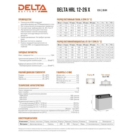 Батарея для ИБП Delta HRL 12-26 X - фото 5