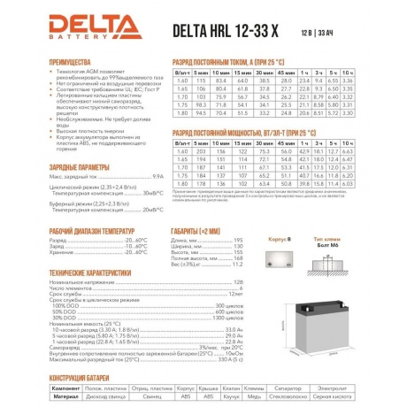 Батарея для ИБП Delta HRL 12-33 X - фото 9