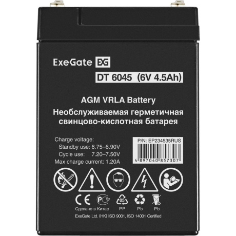 Батарея для ИБП Exegate EP234535 6В 4.5Ач - фото 3