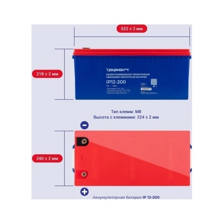 Батарея для ИБП Ippon IP12-200 12В 200Ач - фото 3