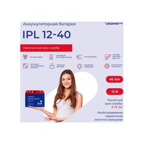 Батарея для ИБП Ippon IPL12-40 12В 40Ач - фото 2