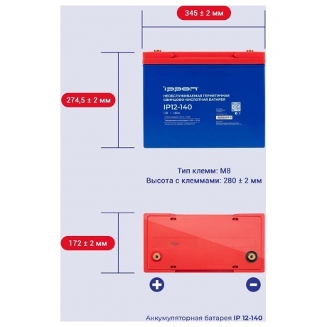 Батарея для ИБП Ippon IP12-140 12В 140Ач - фото 3