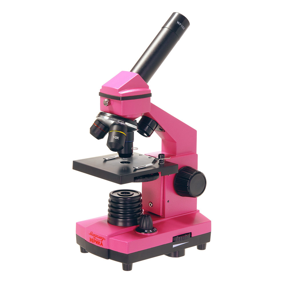 Микроскоп Микромед «Эврика» 40х–400х, фуксия, в кейсе микроскоп микромед мет с