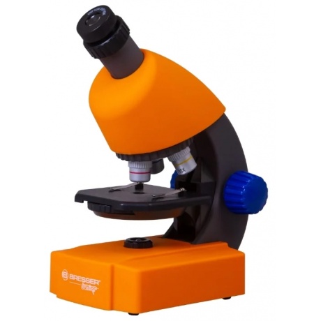 Микроскоп Bresser Junior 40–640x оранжевый с набором для опытов, в кейсе - фото 1
