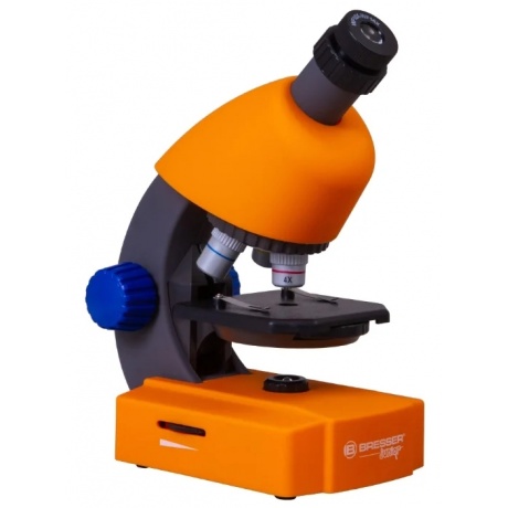 Микроскоп Bresser Junior 40–640x оранжевый с набором для опытов, в кейсе - фото 11
