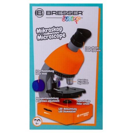 Микроскоп Bresser Junior 40–640x, оранжевый - фото 6