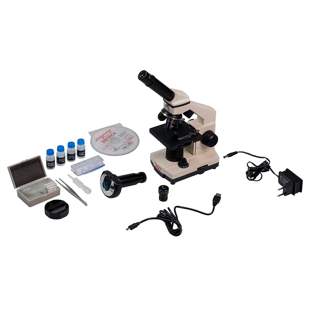 Микроскоп школьный Микромед Эврика 40х-1280х LCD цифровой микроскоп школьный эврика 40х 1280х с видеоокуляром в кейсе