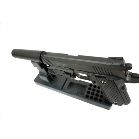 Страйкбольный пистолетс глушителем и ЛЦУ Galaxy G.25A Colt 1911 PD Rail - фото 7