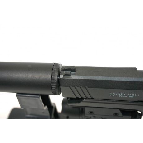 Страйкбольный пистолетс глушителем и ЛЦУ Galaxy G.25A Colt 1911 PD Rail - фото 9