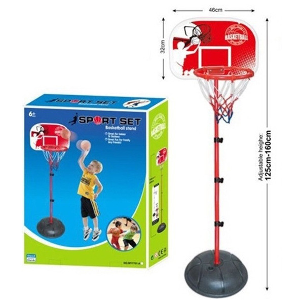 Баскетбол Basketball stand (высота 160см) в коробке стойка(h=160см)со щитом,мяч(D=15cм),насос,кольцоD=25cм,сетка MY1701-A - фото 1