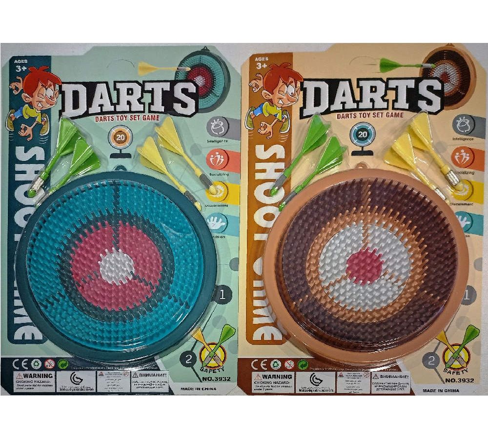 Дартс(диаметр 20см) с дротиками(4 штуки),2 цвета в блистере коричневый/зеленый dart game дартс с 4 мя дротиками